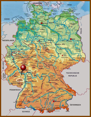 Lage des Gebirges in Deutschland