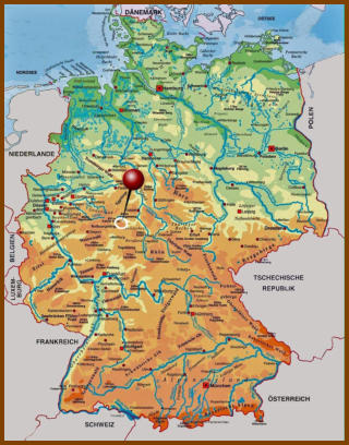Lage des Gebirges in Deutschland