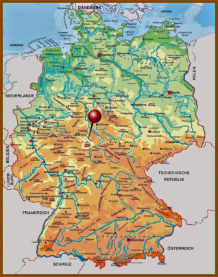 Lage des Gebirges in Deutschland