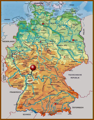 Lage des Gebirges in Deutschland