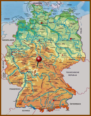 Lage des Gebirges in Deutschland